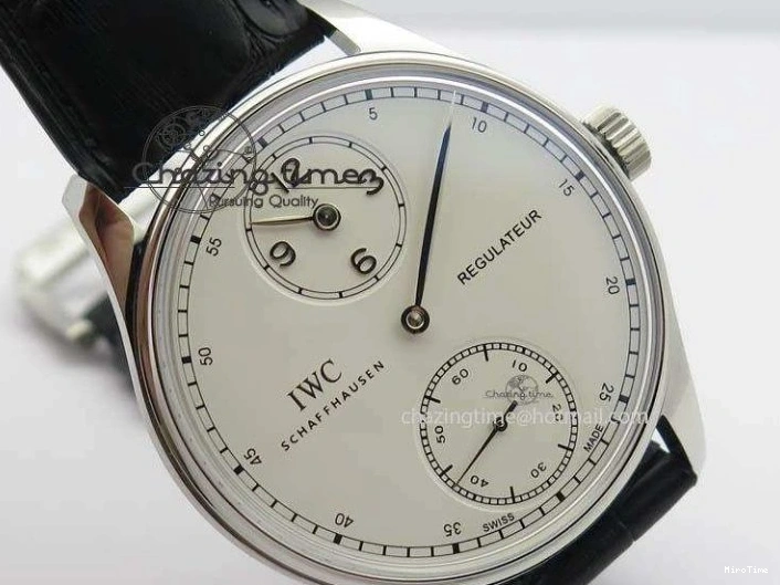 MIROTIME 0424 Effortless Portuguese IW544404 SS White Dial On Black Leather Strap A 7257